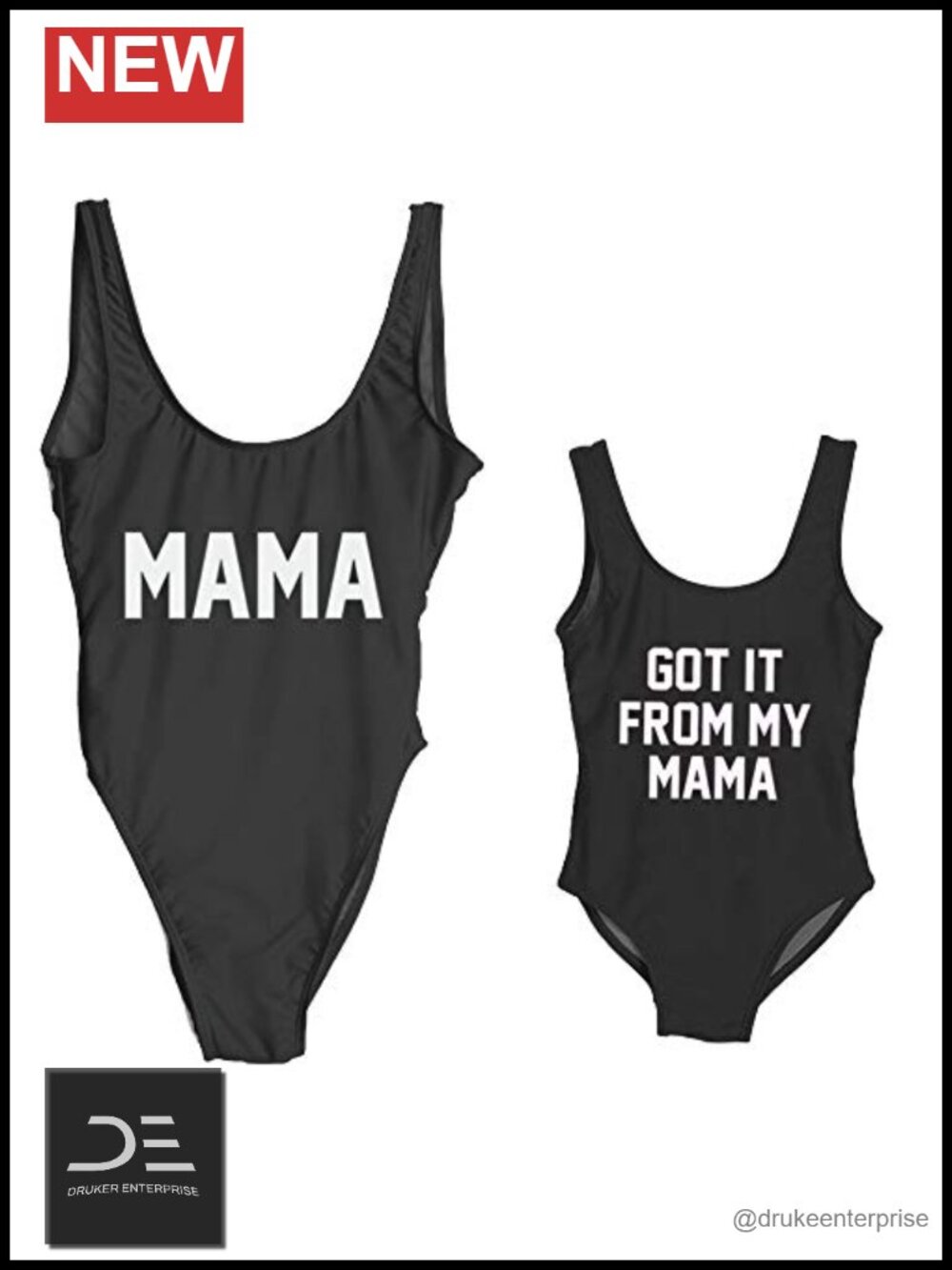 Family Matching One Piece Swimsuits Letter Print Monokini High Cut Backless